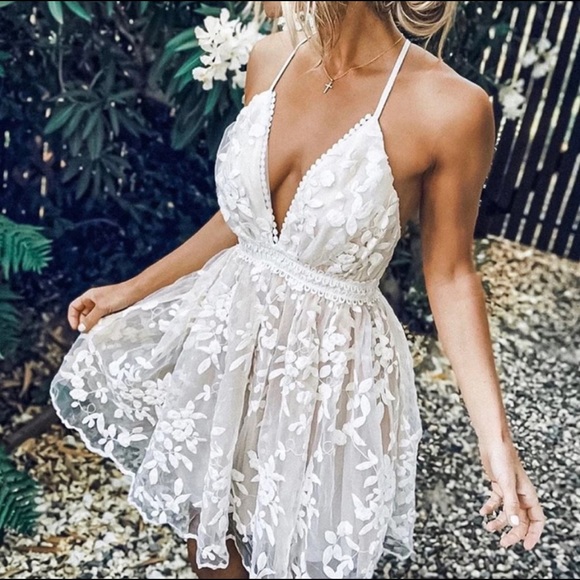 Floral Criss Cross Mini Dress - Picture 2 of 5